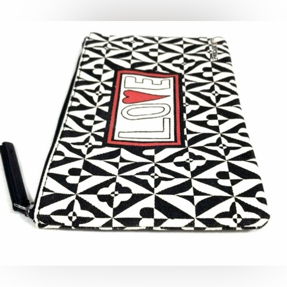 Authentic BRIGHTON Black and White LOVE jewelry/makeup bag NWOT - Picture 3 of 10